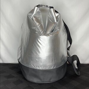 New Paco Rabanne Large Silver Black Unisex Dry Bag Sling Strap Travel Bag
